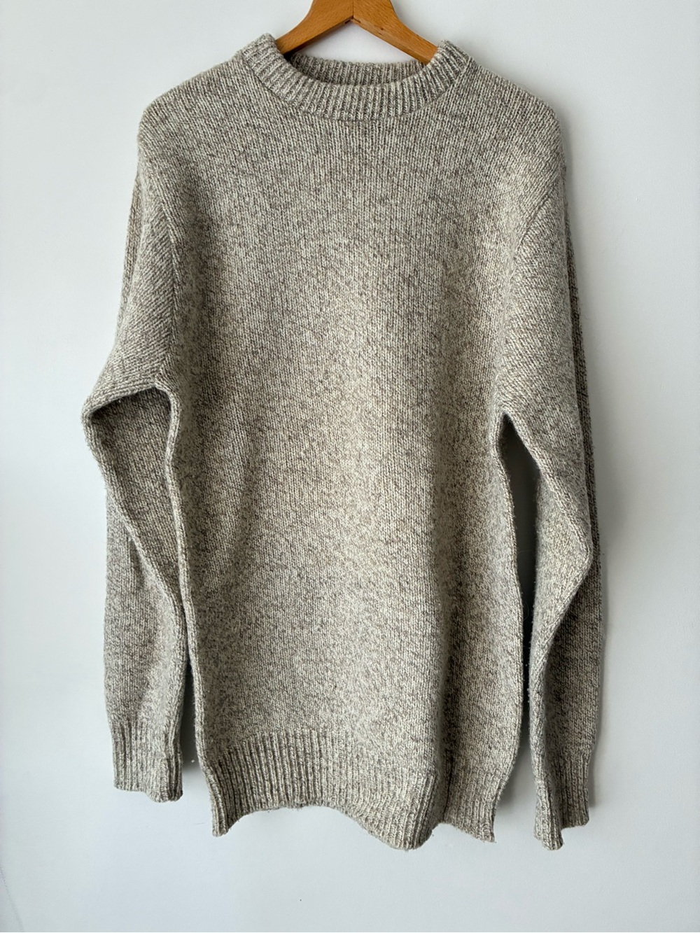 Vintage L.L.Bean Sweater Men XL Wool Made USA Oatmeal Crewneck
